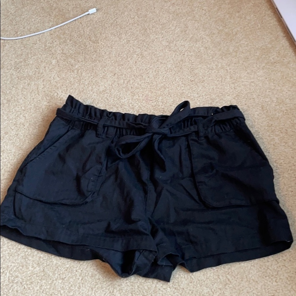 Black paper bag shorts